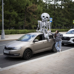 Шар (103''/262 см) Фигура 3D, Скелет XXL (надув воздухом), Белый, 1 шт. в уп., 23721