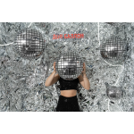 Шар 3D (10''/25 см) Мини-сфера, Диско, Серебро, 1 шт., 23739