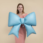 Шар (39''/99 см) Фигура, Бант, Голубой, Сатин, 1 шт. в уп., 26836