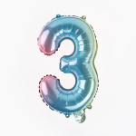 Шар с клапаном (16''/41 см) Мини-цифра, 3, Нежная радуга, Градиент, 1 шт., 180163