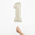 Шар с клапаном (16''/41 см) Мини-цифра, 1, Белый песок, Сатин, 1 шт., 26151