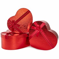 Набор коробок Сердце, Фактурный узор, с бантом, Красный, 31*27*13 см, 3 шт. в упак. , 504079