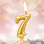 Свеча Цифра, 7, Золото, 6 см, 1 шт., 3087