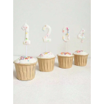 Свеча Цифра, 1 Сладкое конфетти, на шпажке, Белый, 5 + 7 см, 1 шт. с держат., 802841