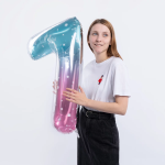 Шар (34''/86 см) Цифра, 7 Нежные искры, Розовый, Градиент, 1 шт. в уп., 131037