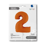 Шар (40''/102 см) Цифра, 2, Оранжевый, Сатин, 1 шт. в уп., 400200MO-P