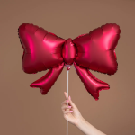 Шар с клапаном (20''/51 см) Фигура, Бант (надув воздухом), Красный, Сатин, 1 шт., 26461