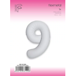 Шар (40''/102 см) Цифра, 9 Slim, Белый, Матовый, 1 шт. в уп., B901919MB