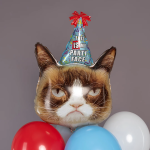 Шар (35''/89 см) Фигура, Сердитая кошка в колпаке, 1 шт., 27109