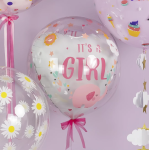 Шар с клапаном (18''/46 см) Сфера, Это Девочка, Прозрачный, Кристалл, 1 шт. в уп., 518008