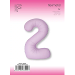 Шар (40''/102 см) Цифра, 2 Slim, Светло-розовый, Матовый, 1 шт. в уп., B901912MRS