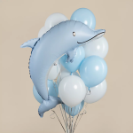Шар (46''/117 см) Фигура, Дельфин, Голубой, Сатин, 1 шт., 27418