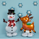 Шар 3D (37''/94 см) Фигура на подставке, Олень в красном шарфе, 1 шт. в уп., 24379