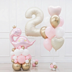 Шар (37''/94 см) Фигура, Динозаврик Принцесса, Розовый, 1 шт., 23722