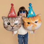 Шар (32''/81 см) Фигура, Котик в колпачке, 1 шт. в уп., 13492