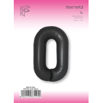 Шар (40''/102 см) Цифра, 0 Slim, Черный, Сатин, 1 шт. в уп., B901910SN