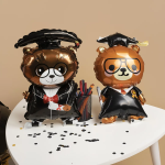 Шар с клапаном (17''/43 см) Мини-фигура, Медвежонок Выпускник, 1 шт., 24582