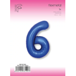 Шар (40''/102 см) Цифра, 6 Slim, Синий хром, Металлик, 1 шт. в уп., B901916AR