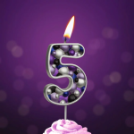 Свеча Цифра, 5 Пузырьки, на шпажке, Сиреневый, Металлик, 4*5,5 + 4 см, 1 шт. с держат., 5585