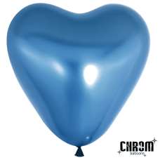Шар (10''/25 см) Сердце, Синий, хром, 50 шт., 609003