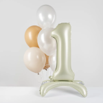 Шар (32''/81 см) Цифра на подставке, 1, Белый песок, 1 шт. в уп., 27511