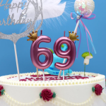 Свеча Цифра, 9 Золотая корона, на шпажке, Розовый, Металлик, 4,5*7 + 3,5 см, 1 шт. с держат., 802819