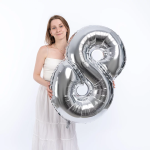 Шар (40''/102 см) Цифра, 8, Серебро, 1 шт. в уп., 901768PP