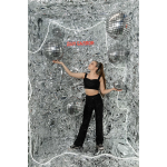 Шар 3D (10''/25 см) Мини-сфера, Диско, Серебро, 1 шт., 23739