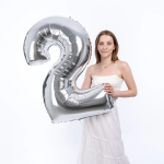 Шар (40''/102 см) Цифра, 2, Серебро, 1 шт. в уп., B901762P