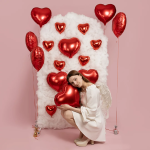 Шар (18''/46 см) Сердце, Красный, Металлик, 1 шт., 123034