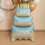 Шар (47''/119 см) Фигура 3D, Торт со свечками, Голубой, Сатин, 1 шт. в уп., 25068