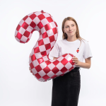 Шар (34''/86 см) Цифра, 2 Клеточки, Розовый/Фуше, 1 шт. в уп., 26642