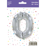 Шар (40''/102 см) Цифра, 0, Серебро, 1 шт. в уп., B901760P