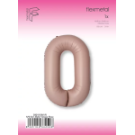 Шар (40''/102 см) Цифра, 0 Slim, Винтажная роза, Матовый, 1 шт. в уп., B901910MVR