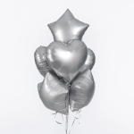 Шар (18''/46 см) Сердце, Серебро, Сатин, 1 шт., 27599