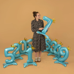 Шар (32''/81 см) Цифра на подставке, 2 Золотая корона, Голубой, 1 шт. в уп., 24202