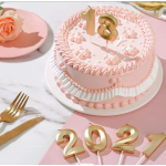 Свеча Цифра, 3 Грани, на шпажке, Белое золото, Металлик, 3,5*5 + 7 см, 1 шт. с держат., 802983