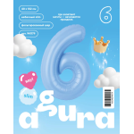 Шар (40''/102 см) Цифра, 6 Slim, Небесный, 1 шт. в уп., 941179