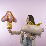 Шар (29''/74 см) Фигура, Гриб Мухомор, Розовый, 1 шт., 23170