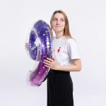 Шар (34''/86 см) Цифра, 9 Сияющий космос, Сиреневый, Градиент, 1 шт. в уп., 131029