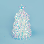 Шар (39''/99 см) Фигура 3D, Новогодняя елочка, Прозрачный, Хамелеон, 1 шт. в уп., 26098