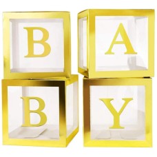 Набор коробок для шаров, Baby, Золото, Металлик, 30*30*30 см, 4 шт. в упак. , 617649
