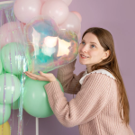 Шар (18''/46 см) Сердце, (надув воздухом), Прозрачный, Хамелеон, 1 шт. в уп., 24618