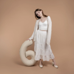 Шар (40''/102 см) Цифра, 6 Slim, Кремовый Латте, Матовый, 1 шт., 901916MCL