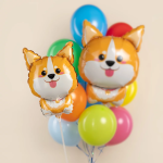 Шар с клапаном (15''/38 см) Мини-фигура, Корги, 5 шт. в уп., 26650