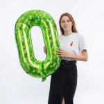 Шар (40''/102 см) Цифра, 0 Пиксели, Зеленый, 1 шт. в уп., 26900