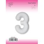 Шар (40''/102 см) Цифра, 3 Slim, Белый, Матовый, 1 шт. в уп., B901913MB