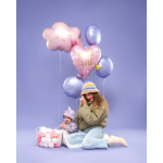 Шар (25''/64 см) Сердце, Малышка Девочка (звездочки), Розовый, 1 шт., 25295