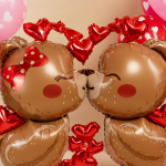 Шар 3D (59''/150 см) Фигура на подставке, Влюбленные мишки, 1 шт. в уп., 27291