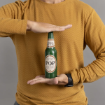 Пневмохлопушка (9/20 см), Бутылка Пиво, Квадраты фольга, Зеленый/Золото, 1 шт., 723040